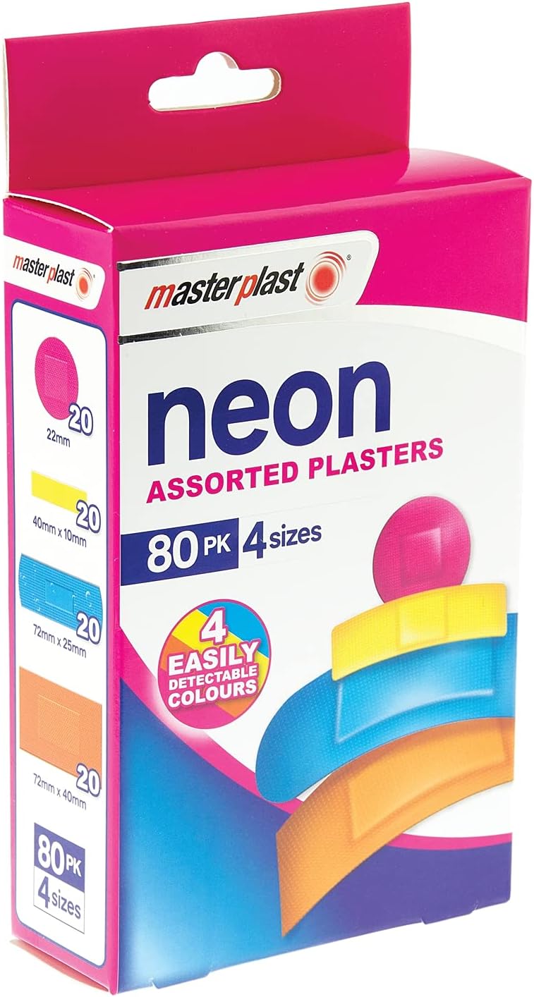 Masterplast Neon Plasters Flexible Durable Pack Of 80