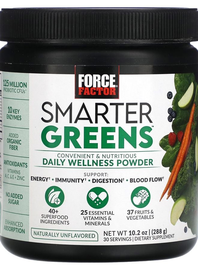 Force Factor Smarter Greens Daily Wellness Powder Naturally Unflavored 10.2 oz (288 g)