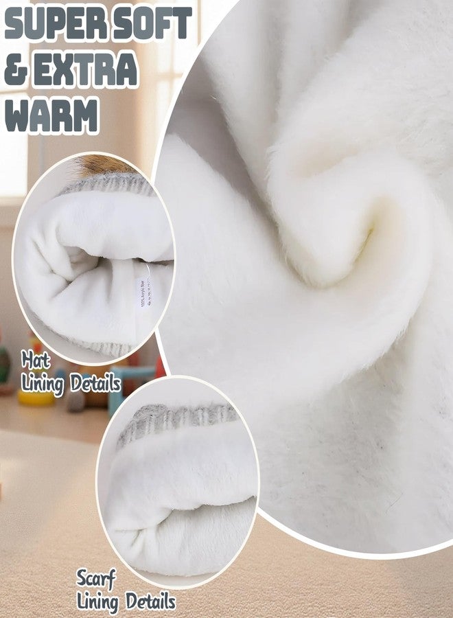 KMOLY Kids Winter Earmuffs Hat Scarf Touchscreen Gloves Set，Fleece Lined Beanie Neck Warmer for Boys Girls (Macaron Colors, 4-10Y) - Image 3