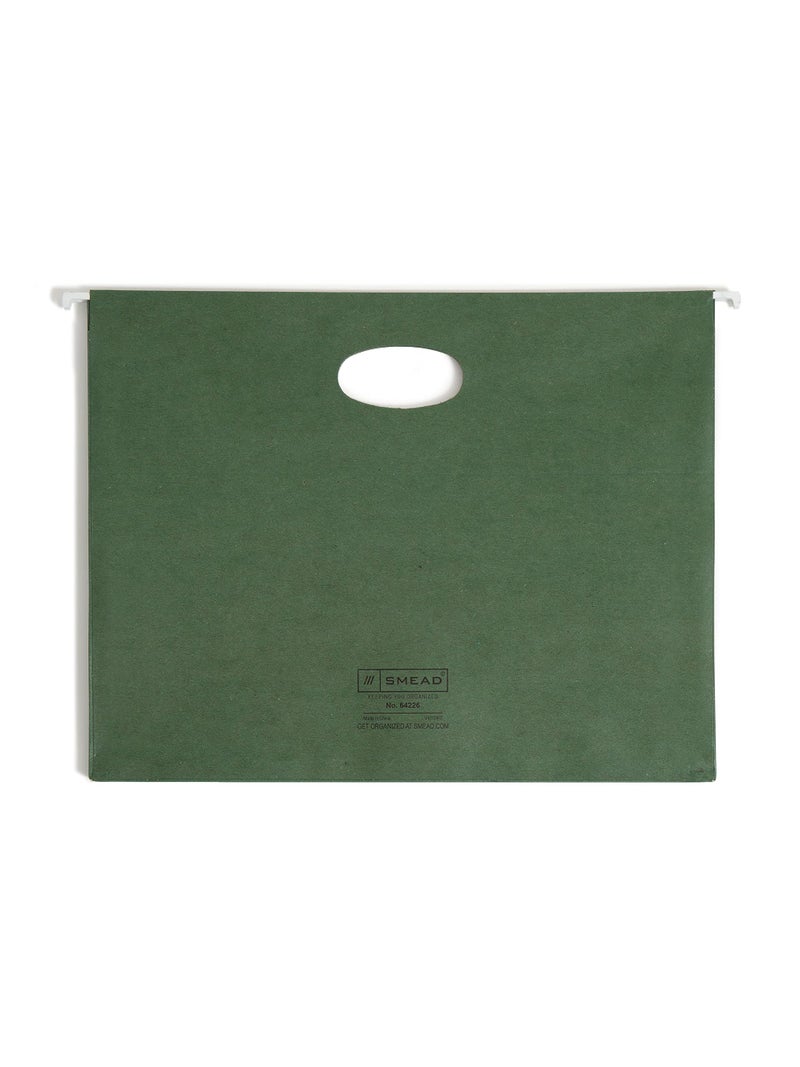 Smead 100% Recycled Hanging Pocket with Full-Height Gusset, 3-1/2" Expansion, Letter Size, Standard Green, 10 per Box (64226) - Image 2