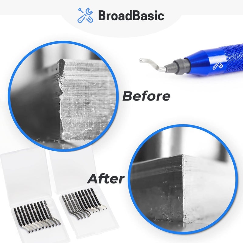 Broadbasic Deburring Tool Kit with 20 High-Speed-Steel Blades | Edge Burr Remove for Metal, PVC Plumbing Pipe, 3D Printing, Plastic, Copper, Resin Art - Image 5