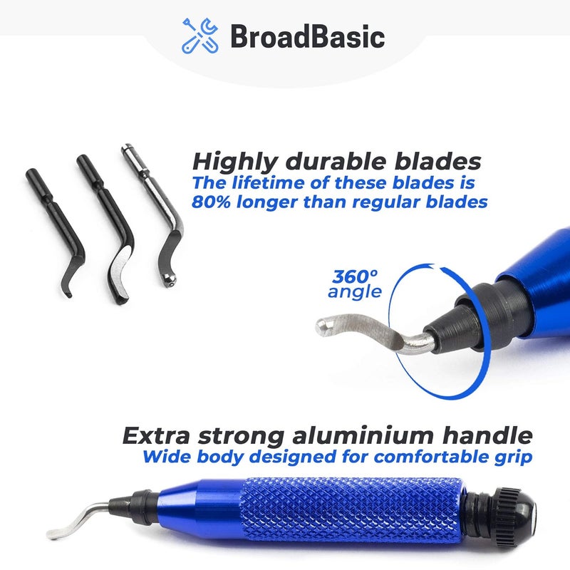 Broadbasic Deburring Tool Kit with 20 High-Speed-Steel Blades | Edge Burr Remove for Metal, PVC Plumbing Pipe, 3D Printing, Plastic, Copper, Resin Art - Image 3