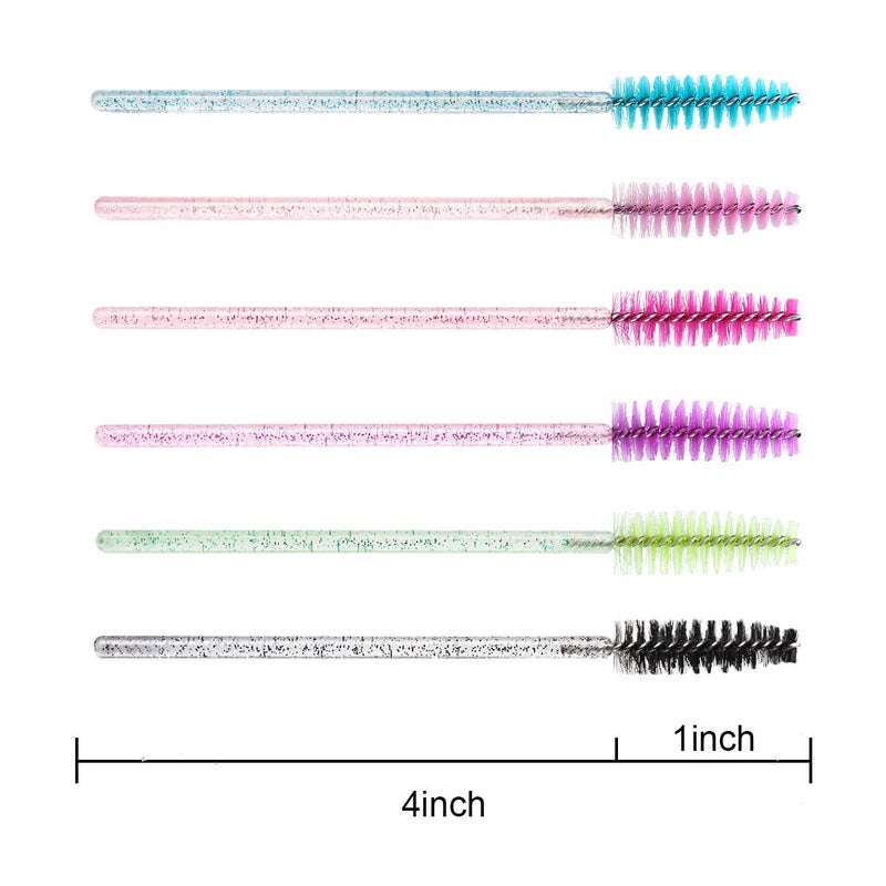 Elisel 300 PCS Disposable Mascara Brushes Crystal Eyelash Brushes Mascara Wands Applicator Eyelash Extensions Makeup Tools Eyebrow Brush (Crystal multicolor) - Image 2