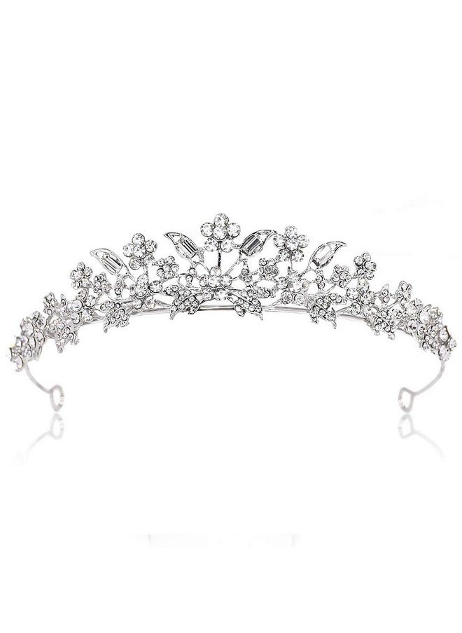 CROWNFAN Rhinestone Crystal Tiaras and Crowns Headband For Women Birthday Pageant Wedding Prom Princess Crown (A-003 Silver)  - Image 1