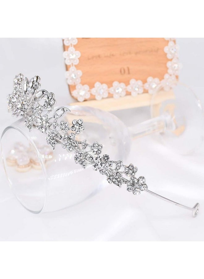 CROWNFAN Rhinestone Crystal Tiaras and Crowns Headband For Women Birthday Pageant Wedding Prom Princess Crown (A-003 Silver)  - Image 4