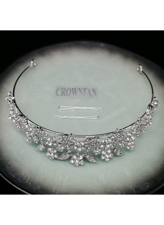 CROWNFAN Rhinestone Crystal Tiaras and Crowns Headband For Women Birthday Pageant Wedding Prom Princess Crown (A-003 Silver)  - Image 3
