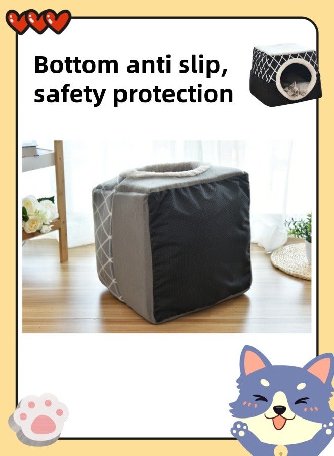 Dog Bed Dog House  Kennel House Pet Supplies Small Medium-Sized Semi-Enclosed 2-In-1 Plush Cube Semi-Closed Doghouse Dog Bed Multi-Functional Indoor Dog House - Image 3
