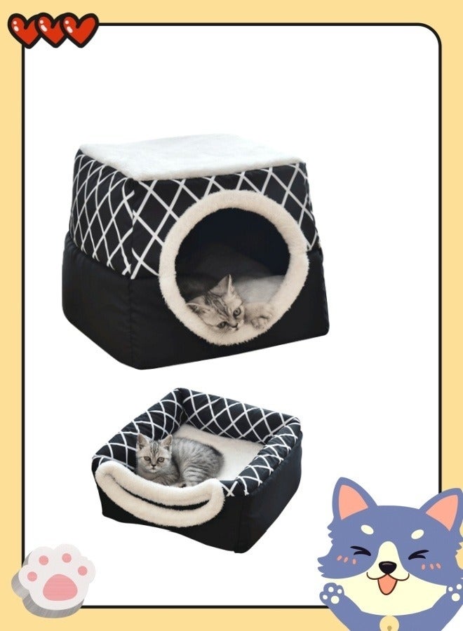 Dog Bed Dog House  Kennel House Pet Supplies Small Medium-Sized Semi-Enclosed 2-In-1 Plush Cube Semi-Closed Doghouse Dog Bed Multi-Functional Indoor Dog House - Image 2