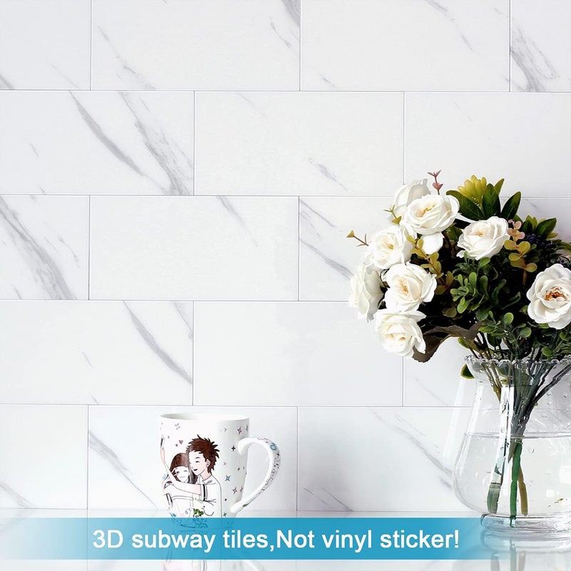 Be nice Peel and Stick Backsplash Large Bathroom Subway Tiles,Kitchen Shower Wall Stickers Waterproof(23Tiles) Fishbelly White - Image 3