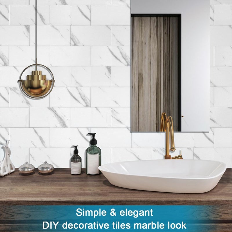 Be nice Peel and Stick Backsplash Large Bathroom Subway Tiles,Kitchen Shower Wall Stickers Waterproof(23Tiles) Fishbelly White - Image 4