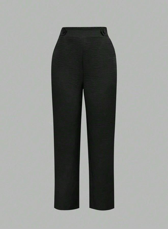 Take Two Black Solid Straight Leg Pants - Image 4