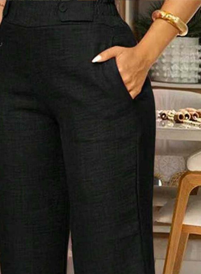 Take Two Black Solid Straight Leg Pants - Image 3