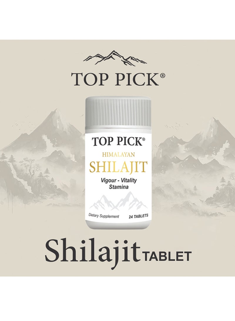 100% Organic Himalayan Shilajit Dietary Supplement, Boost Immunity System u0026 Improve Health, 24 Tablets