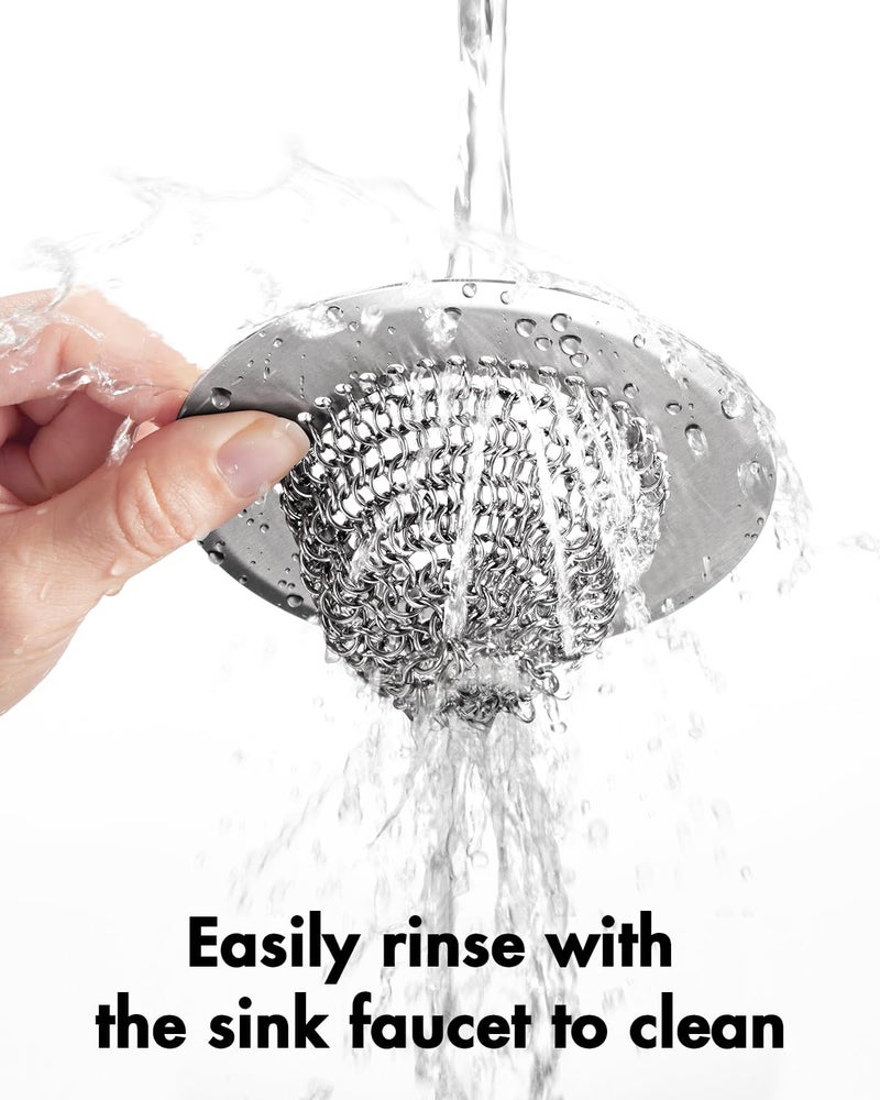 Wokdada Revolutionary Kitchen Sink Drain Strainer/Patented Reversible Chain Mesh, Effortless Cleaning & Debris Catcher, Large Capacity, No Clog, 304 Stainless Steel & Rust-Proof/Handmade - Image 5