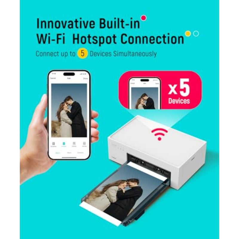 Liene 4x6'' Photo Printer, Phone Printer 100 Sheets 3 Cartridges, Full-Color Photo, Portable Instant Photo Printer for iPhone Android, Thermal Dye Sublimation, Wi-Fi Picture Printer 100 Papers - Image 4