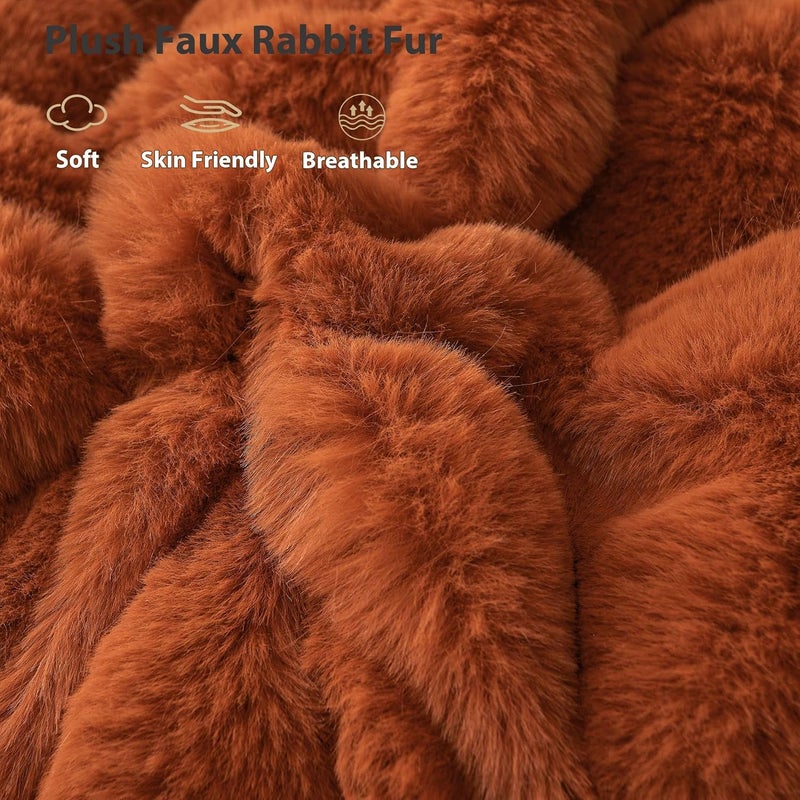 LIFEREVO غطاء وسادة جسم من فرو الأرنب الصناعي الناعم، غطاء وسادة فخمة مريحة مع سحاب، 20"x54" غطاء وسادة فuzzy furry لتزيين غرفة النوم، برتقالي محترق - Image 4