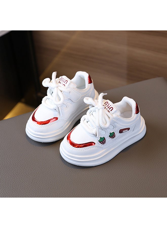 Girls' Non-slip White Shoes  Spring New Style Kidsren's Casual Versatile Sneakers Baby Soft-soled Fruit Walking Shoes