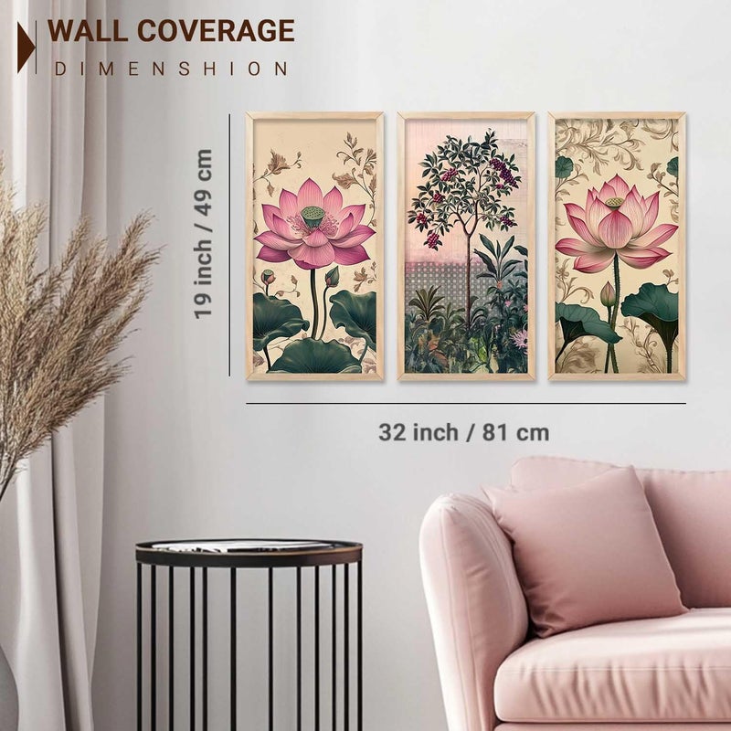kotart Madhubani Art Wall Painting Traditional Home Decoration With Frame For Living Room Bed Room Hotel Wall Decor Digital Reprint Engineered Wood Set of 3 Art 8 10X19 inch Framed - Image 2