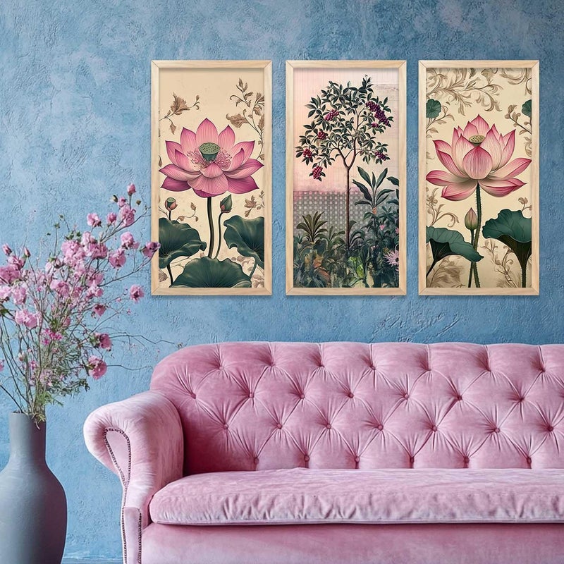 kotart Madhubani Art Wall Painting Traditional Home Decoration With Frame For Living Room Bed Room Hotel Wall Decor Digital Reprint Engineered Wood Set of 3 Art 8 10X19 inch Framed - Image 5