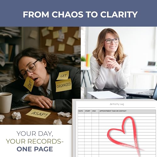 Life Charge Activity Log Notepad – Daily Tracker Planning Pad for Office Productivity, Task Tracking & Time Management Planner – Work Communication Logbook Timesheet, Get Organized – 8.5 x 11 Legal Pad, 60 Page - Image 3