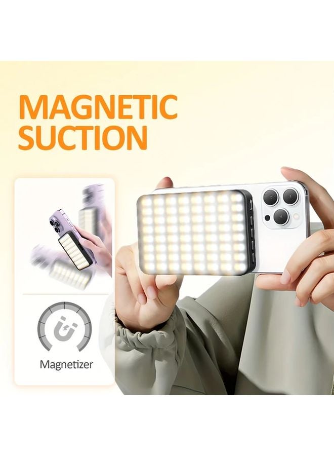 Black Rechargeable LED Ring Light Magnetic Attachment 3 Modes USB 2000mAh Battery Android - Image 4