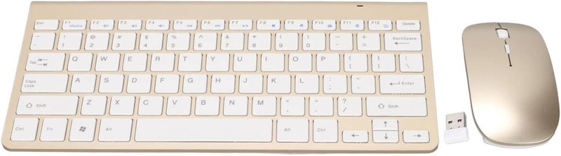 Yechiry Wireless Keyboard Mouse Set, Mouse and Keyboard Combo with Mute Button & UV Coated Keycaps, 2.4G USB Ergonomic for Desktop Computers Mobile Devices Tablet Computers (Golden) - Image 1