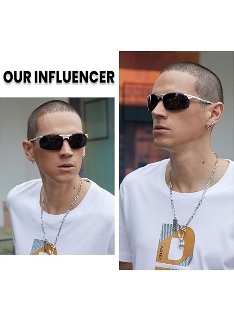 Men's Sunglasses Wayfarer Frame,Sunglasses UV Protection,Retro Aviator Sunglasses for Men,Trendy Mens Shades Sun Glasses