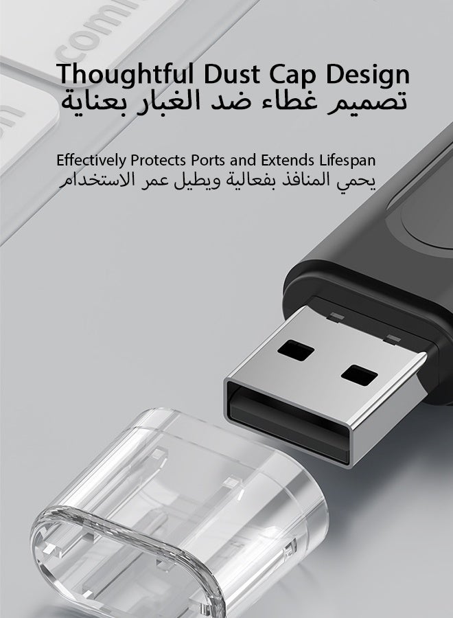 JieSuDa USB 2.0 Dual Card Reader for TF/SD, Plug & Play, 512GB Compatible, OTG Adapter for MacBook, Windows, Android, iPhone 15/16, SLR & Vlog Devices - Image 2