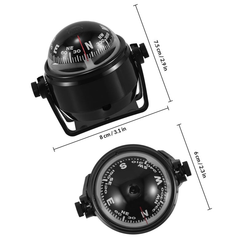 Ciieeo Black Vehicle Dashboard Mount Compass Ball for Car Boat Truck RV Magnetic Declination Correction - Image 3