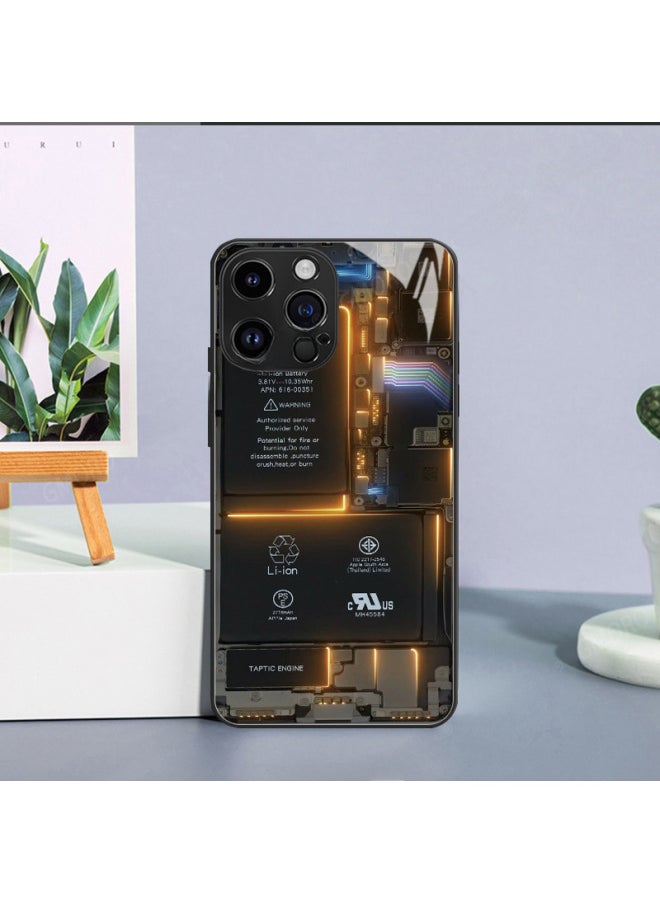 Generic - Circuit Board Phone Case For 13 14promax Creative 12 Cool 15 Model Glass Case Funny Digital Computer IPhone Protective Cover-Color:High Permeable Glass Shell-Graphite Black-GML128-Applicable Model:iphone7 Plus/8 Plus - Image 1
