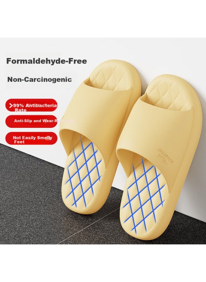 Lurad Slippers For Men, Summer Thick-soled, Home Use, Antibacterial, Non-slip, Odor-resistant, Indoor Bathroom Sandals For Women, Cream Yellow, Size 39-40 - Image 1