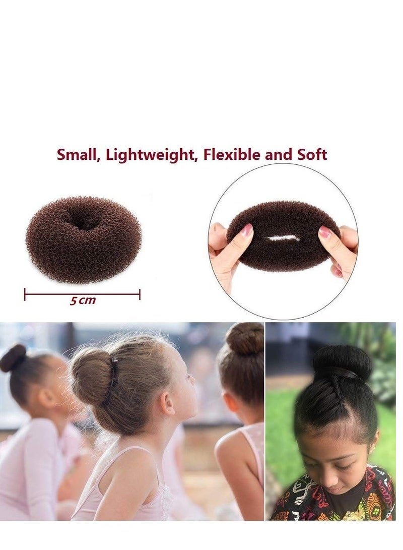 Generic Donut Extra Small Hair Bun Maker for Kids, 6 PCS Chignon Hair Donut Sock Bun Form for Girls, Mini Hair Doughnut Shaper for Short and Thin Hair (Small Size 2 Inch, Dark Brown) - Image 3