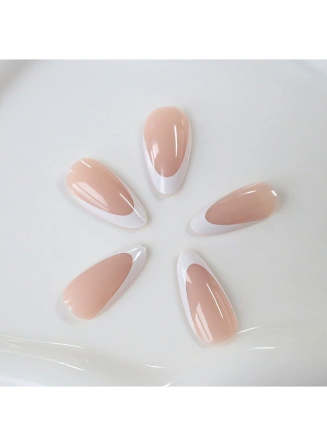 Goolsky Premium Long Press-on Nails with White French & Rhinestone Flowers for Timeless Elegance - Image 5