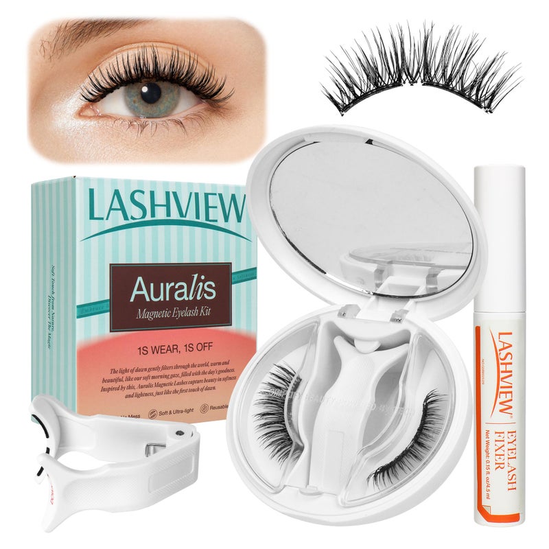 LASHVIEW Upgrade Magnetic Eyelashes with Applicator, Reusable Soft Magnetic Lashes Natural Look with 0.17mm Ultra-Thin Magnets No Glue Needed Easy to Wear and Remove-N24 - Image 1