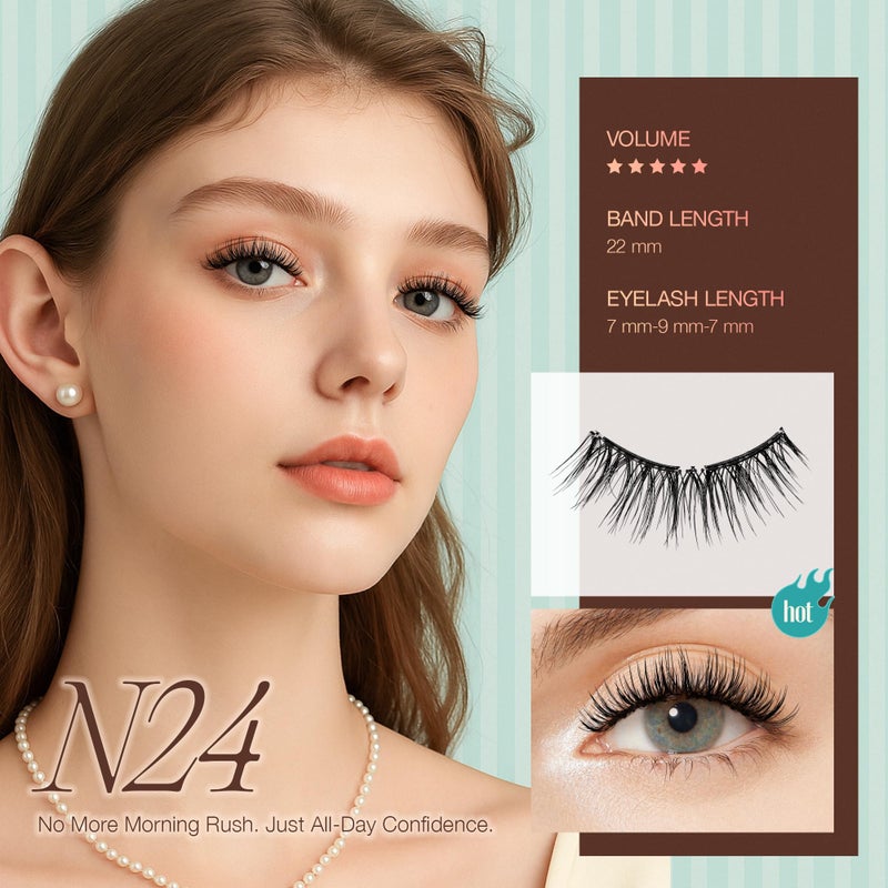 LASHVIEW Upgrade Magnetic Eyelashes with Applicator, Reusable Soft Magnetic Lashes Natural Look with 0.17mm Ultra-Thin Magnets No Glue Needed Easy to Wear and Remove-N24 - Image 2