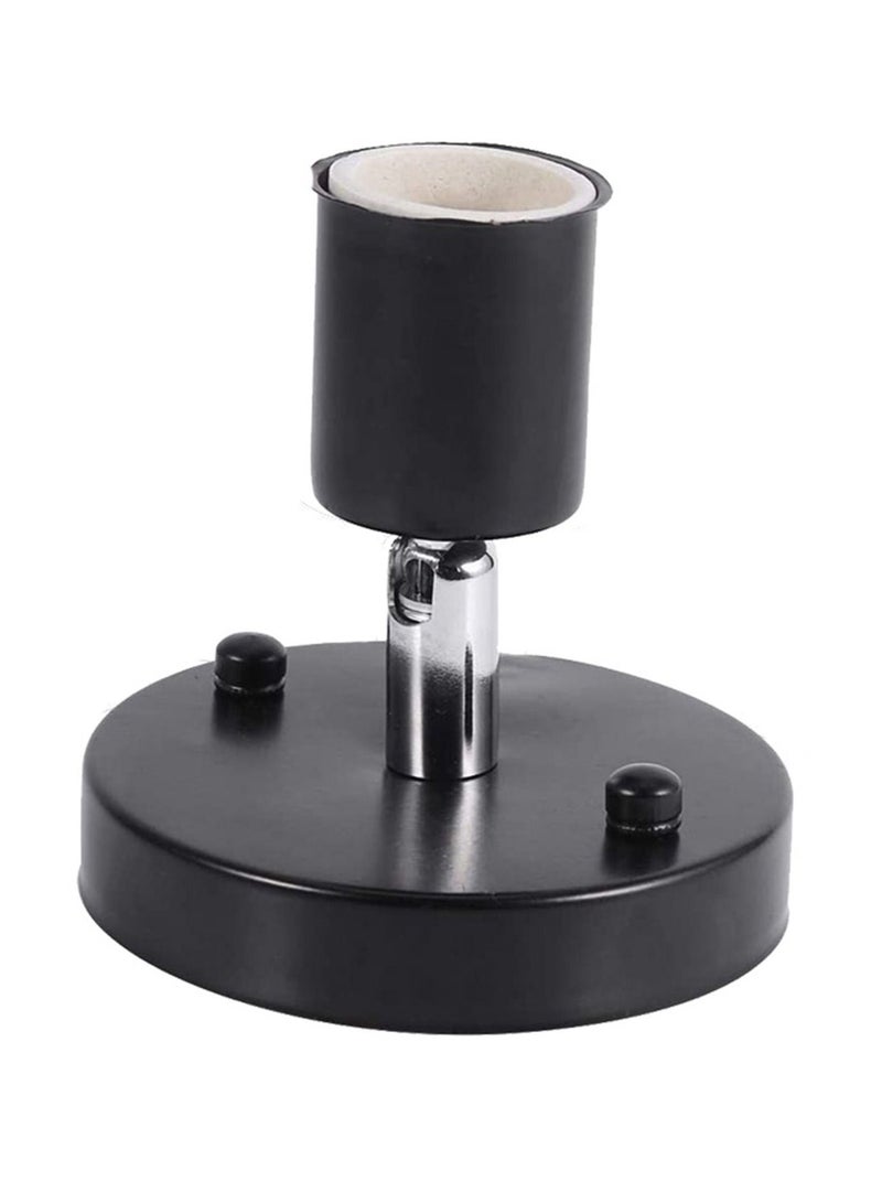 Ceiling Lamp Socket Adapter 220V Holder Light E27 Retro Vintage Rotating Bulb 180 Degree, Home Decor Cafe (Black) - Image 1