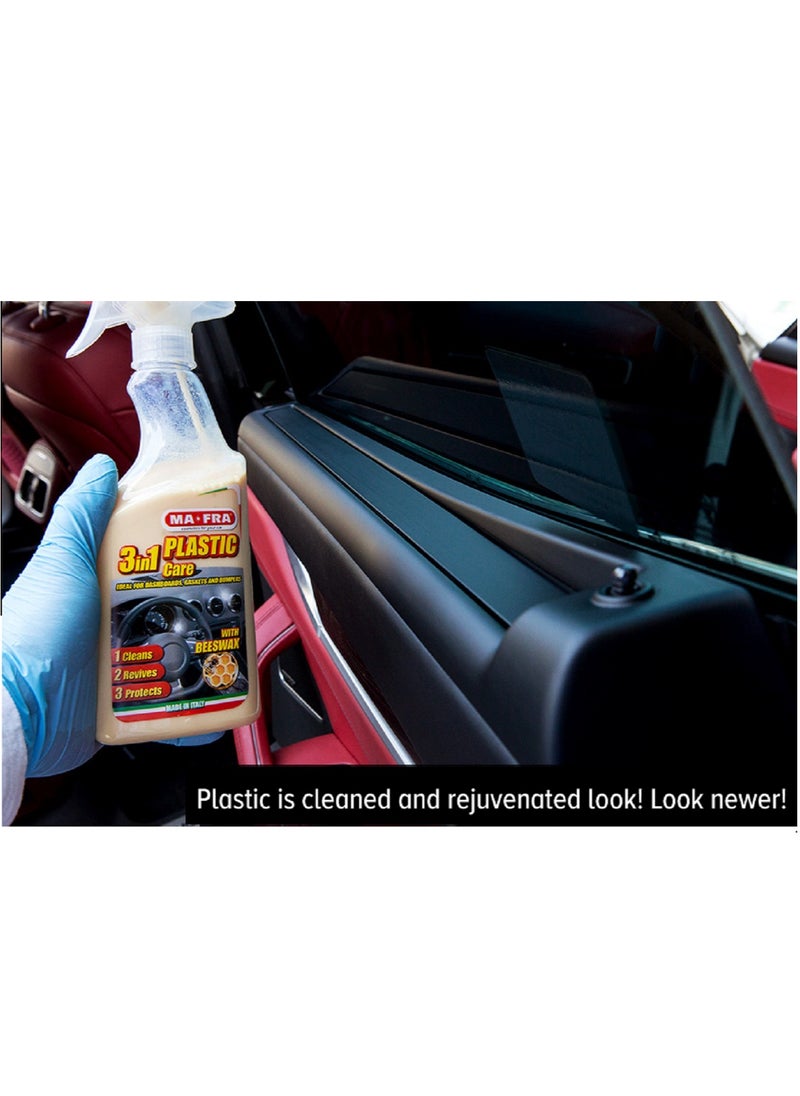 MA-FRA 3 IN1 Plastic Care With Beeswax Spray For Dashboards And Plastic Parts Unique Formula Offers An Effective Barrier Against The Sun’s Harmful UV Rays, Superior Cleaning Power, combined with a lasting pr  - Image 5