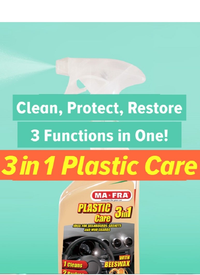 MA-FRA 3 IN1 Plastic Care With Beeswax Spray For Dashboards And Plastic Parts Unique Formula Offers An Effective Barrier Against The Sun’s Harmful UV Rays, Superior Cleaning Power, combined with a lasting pr  - Image 3