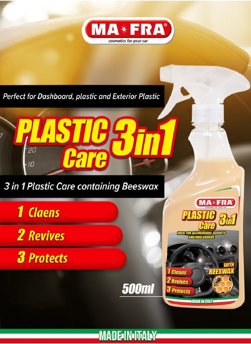 MA-FRA 3 IN1 Plastic Care With Beeswax Spray For Dashboards And Plastic Parts Unique Formula Offers An Effective Barrier Against The Sun’s Harmful UV Rays, Superior Cleaning Power, combined with a lasting pr  - Image 2