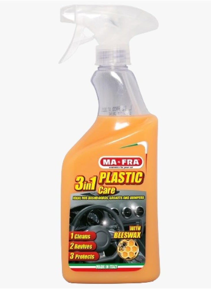 MA-FRA 3 IN1 Plastic Care With Beeswax Spray For Dashboards And Plastic Parts Unique Formula Offers An Effective Barrier Against The Sun’s Harmful UV Rays, Superior Cleaning Power, combined with a lasting pr  - Image 1