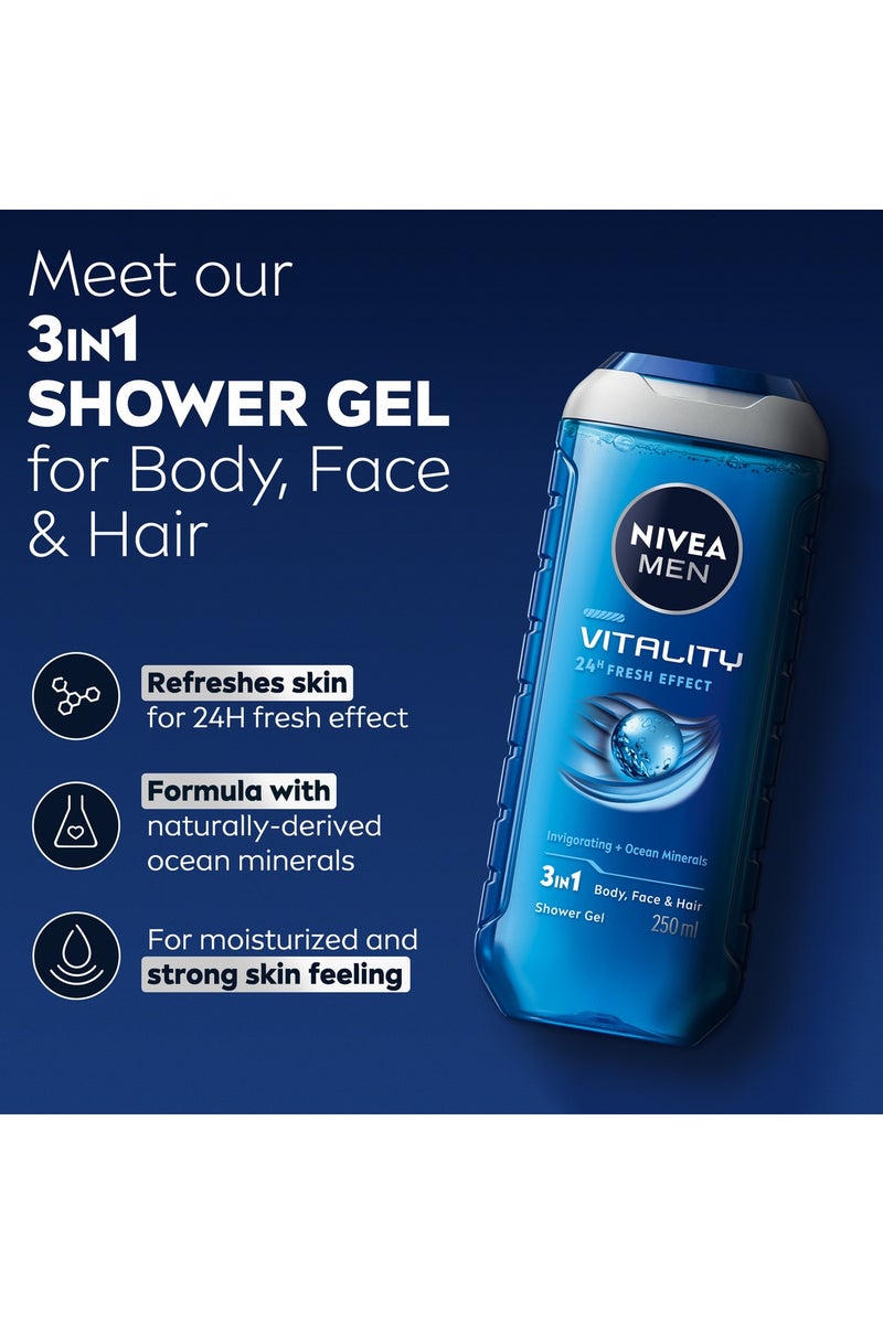 Nivea 3 In 1Vitality Fresh Shower Gel Masculine Scent Pack Of 3 - Image 2