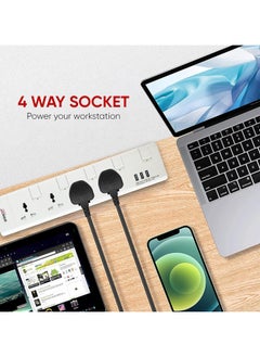 elexon 4 Way Power Extension Socket With Usb Port 13A 2 Meter  - Image 3