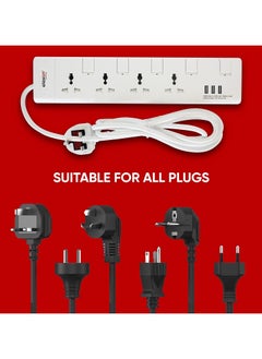 elexon 4 Way Power Extension Socket With Usb Port 13A 2 Meter  - Image 5