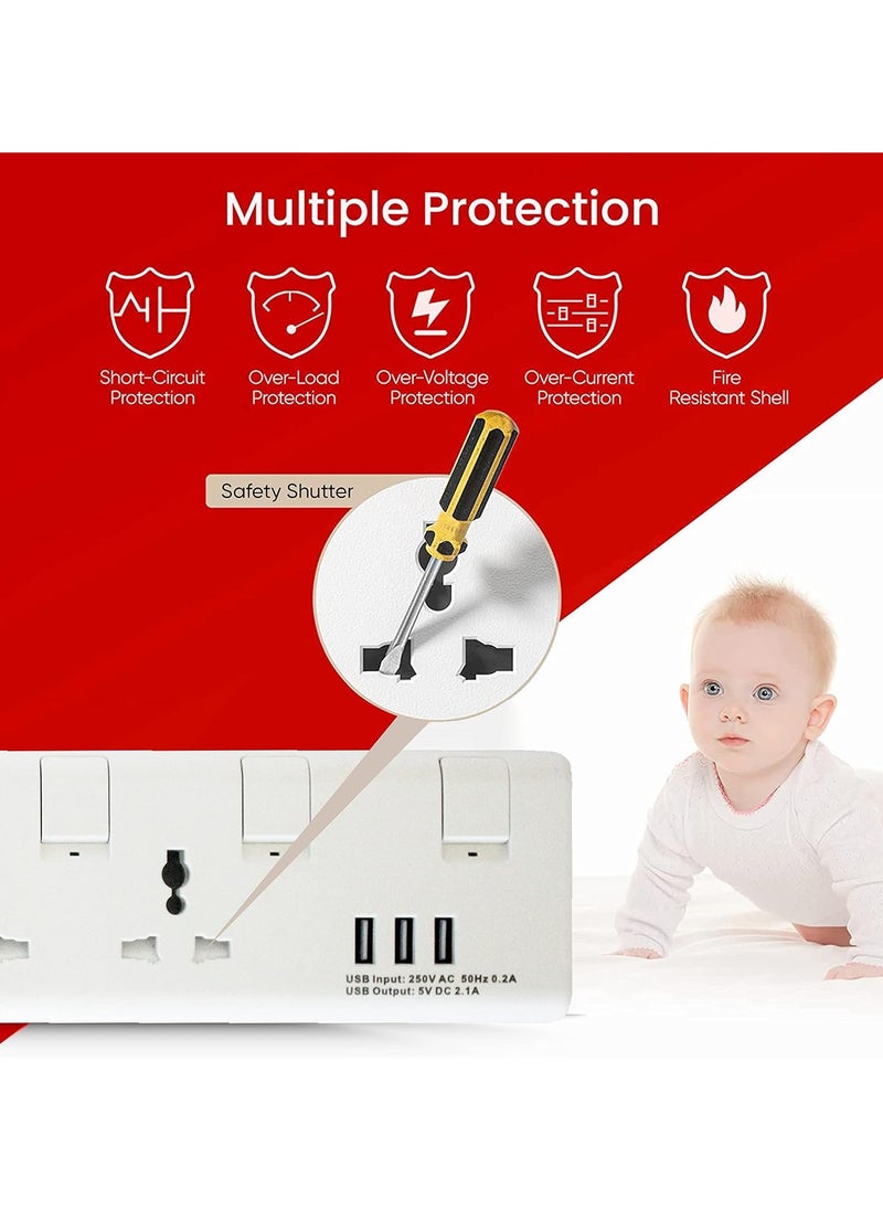 elexon - 4 Way Power Extension Socket With Usb Port 13A 2 Meter - Image 1