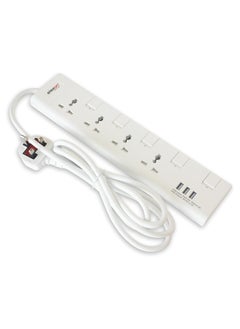 elexon 4 Way Power Extension Socket With Usb Port 13A 2 Meter  - Image 1