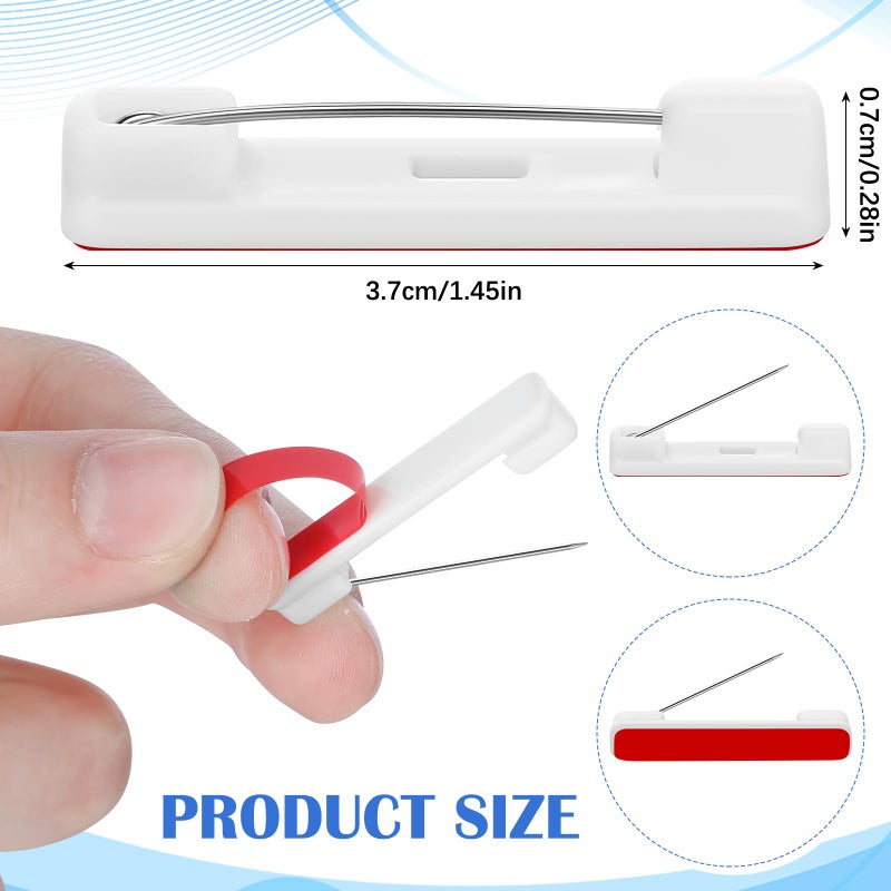 Solsew 200 Pcs White Safety Bar Pins with Adhesive 1.46 Inch Name Tag Pins with Plastic Box Rectangle Adhesive Name Badge Backs for ID Badge Crafting Parts Clothes - Image 2
