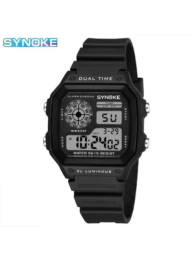 ساينوك ساعة رقمية مربعة للرجال من SYNOKE بإضاءة ليلية ومقاومة للماء بتصميم رياضي كلاسيكي وعصري - Image 1