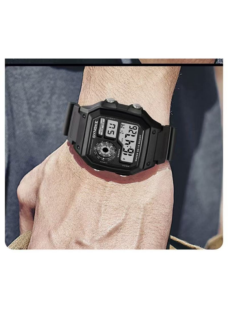 ساينوك ساعة رقمية مربعة للرجال من SYNOKE بإضاءة ليلية ومقاومة للماء بتصميم رياضي كلاسيكي وعصري - Image 3
