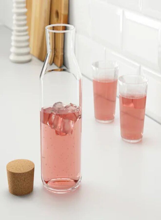 Carafe With Stopper Clear/Brown 1L  - Image 3
