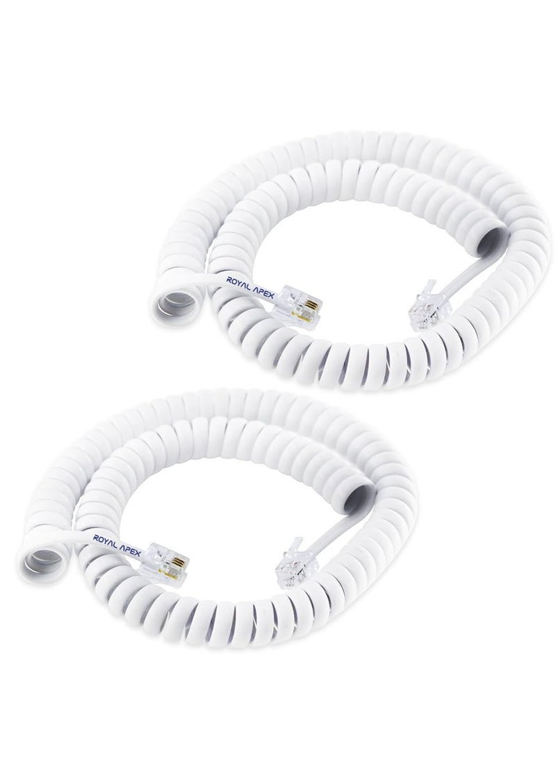 Royal Apex 4C 2m Spring Telephone Cord – Durable 4-Conductor Cable for Landline Phones, Fax, Security, Intercom & Data Transmission (2) - Image 1